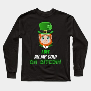 Funny Saint Patricks Day Bitcoin Leprechaun Long Sleeve T-Shirt